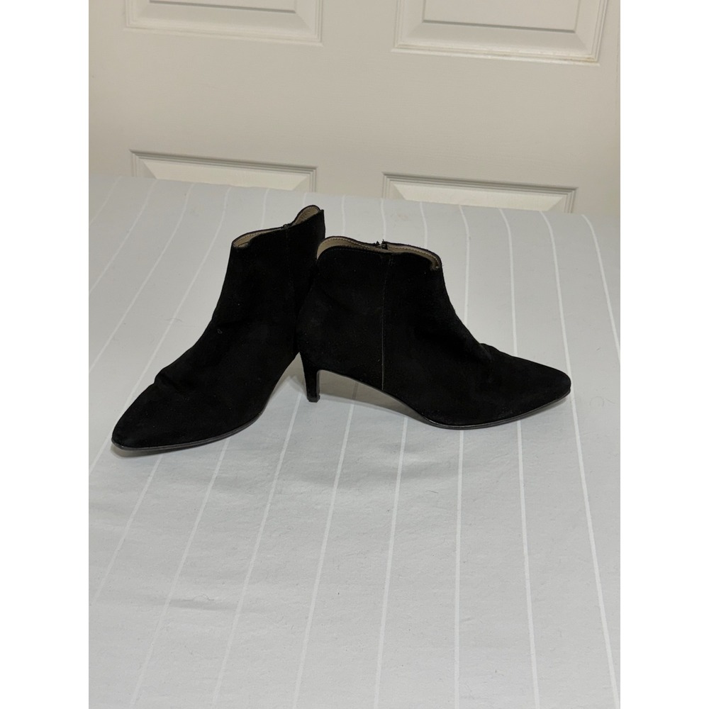 Antonio de Faria Margot Black Suede Point Toe Kitten Heel Ankle Boots 9.5 EU 41